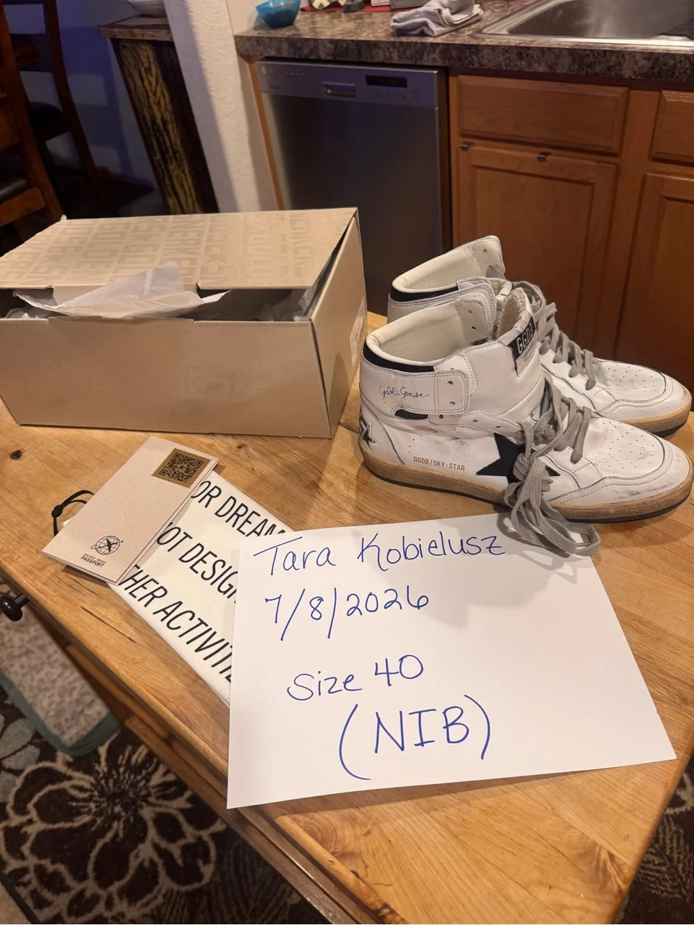 Golden Goose White High-Top Sneakers with Black Star